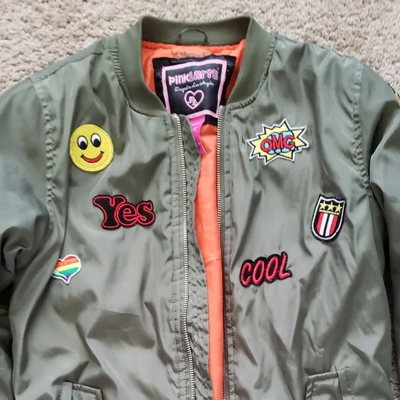 Pink Latte Girl’s Jacket Size: M (8/10) Army Green/Orange - Picture 2 of 9